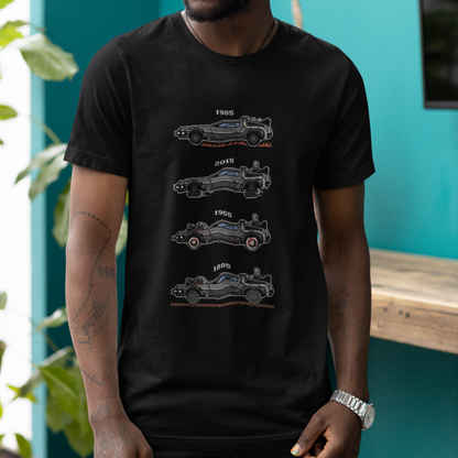4 Tier Pixelated Time Machine Tee - 80s Retro Nostalgia T-Shirt
