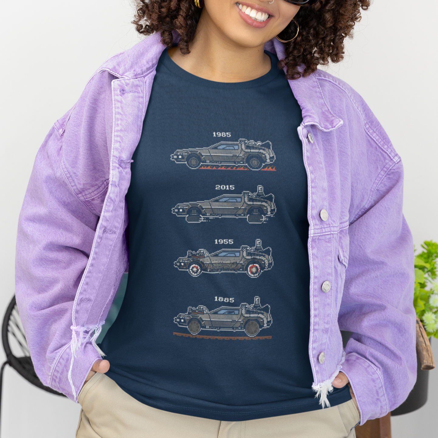 4 Tier Pixelated Time Machine Tee - 80s Retro Nostalgia T-Shirt