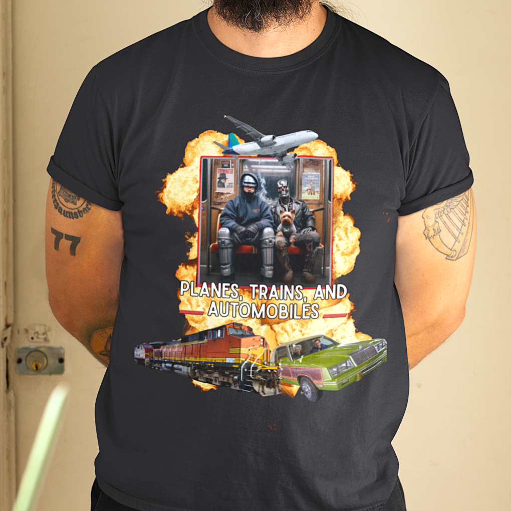 Planes, Trains, and Cyborgs Tee | Funny 80s Movie Mashup T-Shirt