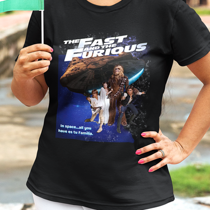 A Space Familia Tribute Tee | Sci-Fi Car Wars Movie Mashup T-Shirt
