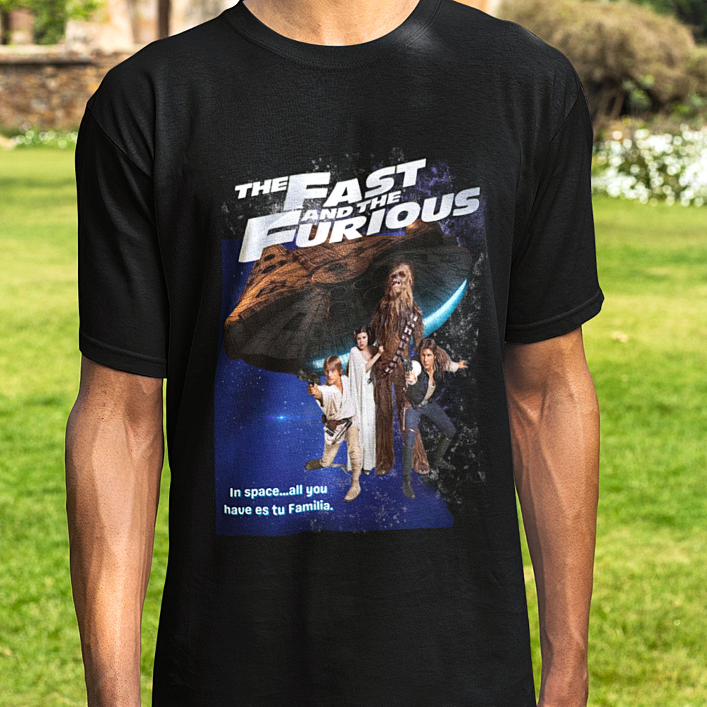 A Space Familia Tribute Tee | Sci-Fi Car Wars Movie Mashup T-Shirt