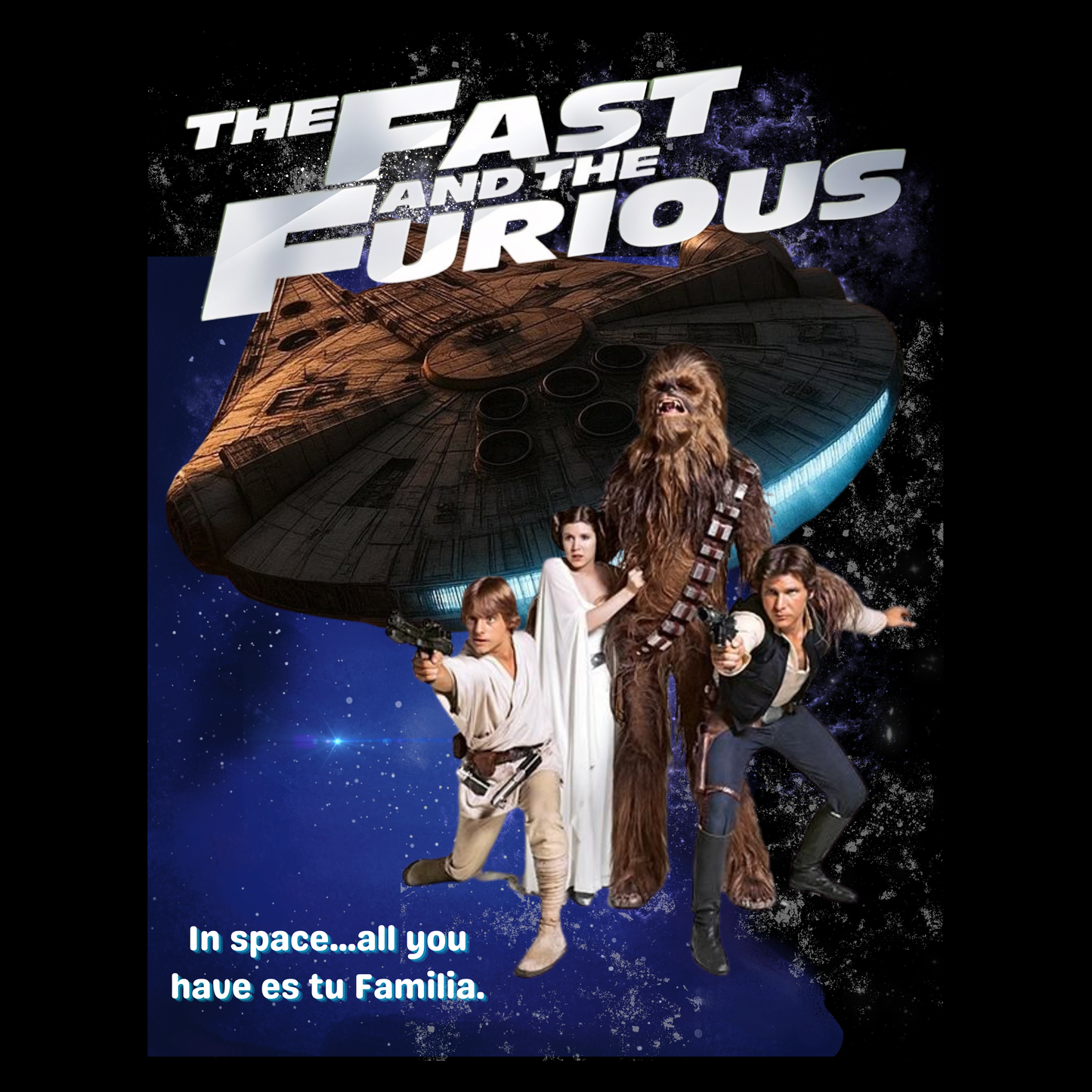 A Space Familia Tribute Tee | Sci-Fi Car Wars Movie Mashup T-Shirt