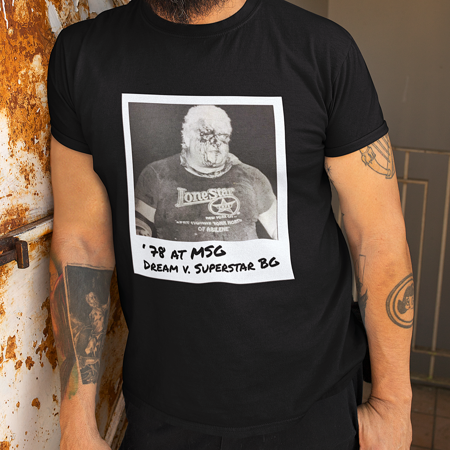 Rhodes vs Graham in 1978 at MSG Tee | Vintage Pro Wrestling Polaroid Tribute T-Shirt