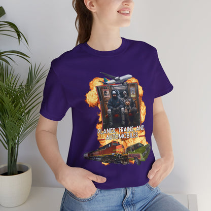 Planes, Trains, and Cyborgs Tee | Funny 80s Movie Mashup T-Shirt