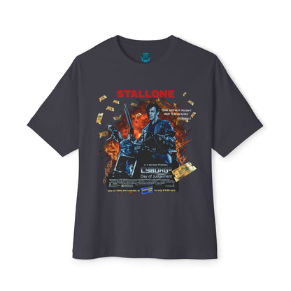 Boxy Oversized Action Movie Hero Tee – “Cyborg 2: Day of Judgement” Spoof Parody T-Shirt