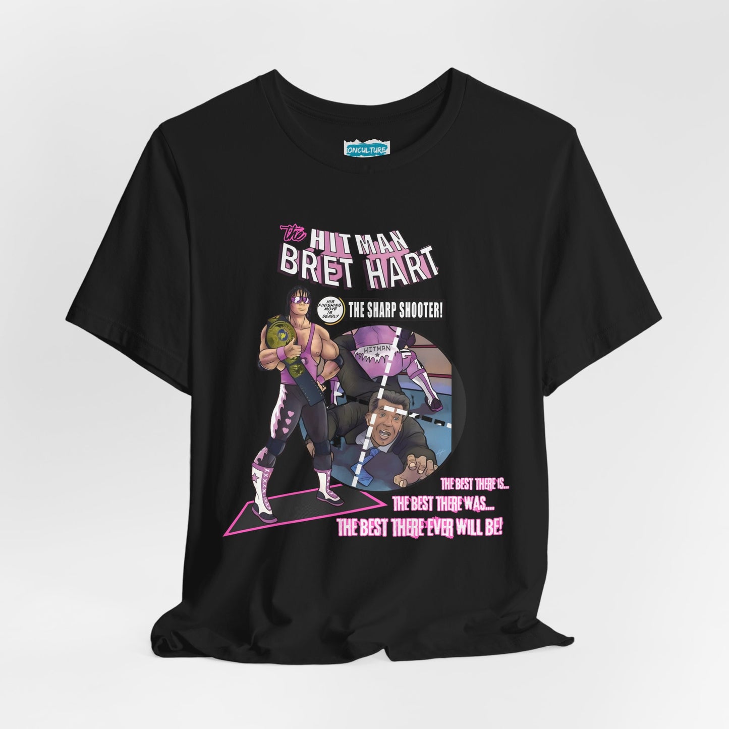 Bret Hart “The Hitman” Tee – Comic Book Pro Wrestling Tribute Shirt