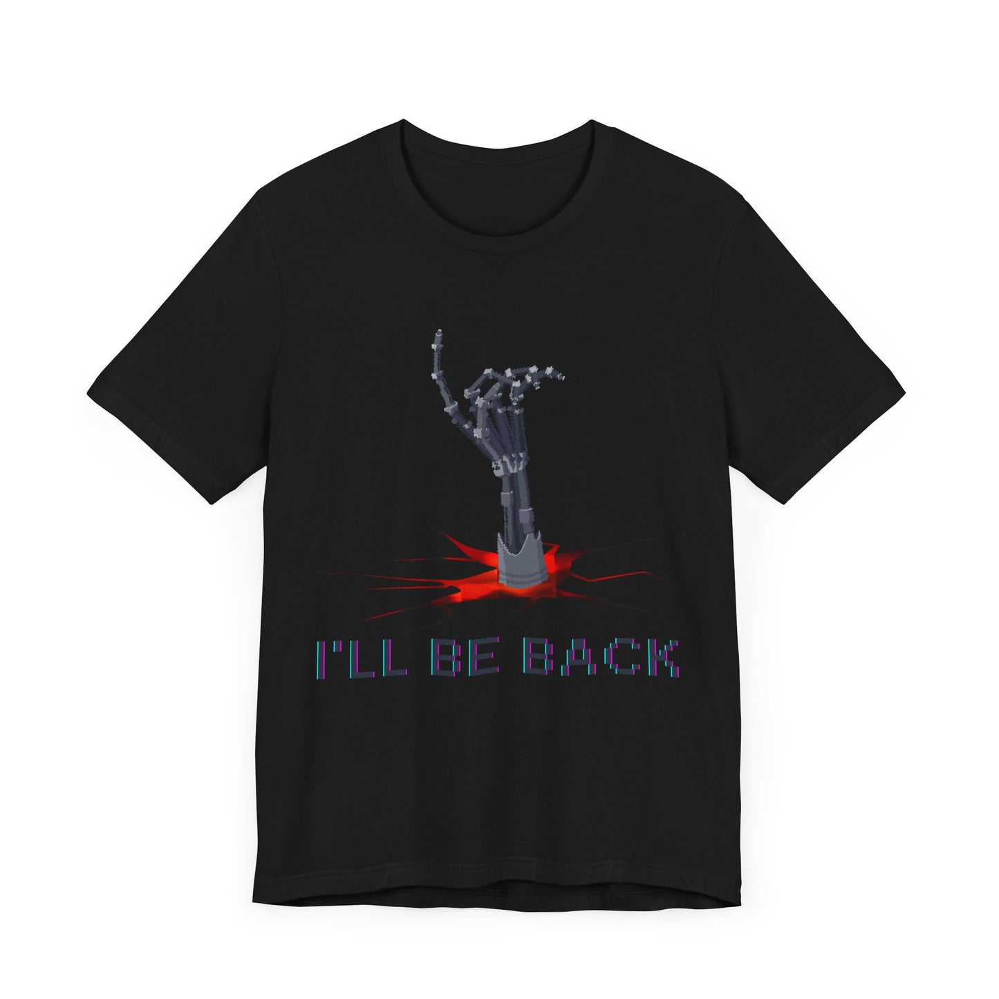 "I'll Be Back" Design for Fans of Sci-Fi Action Films -  Terminator Movie T-Shirt, Metal  Exo-Skeleton Hand