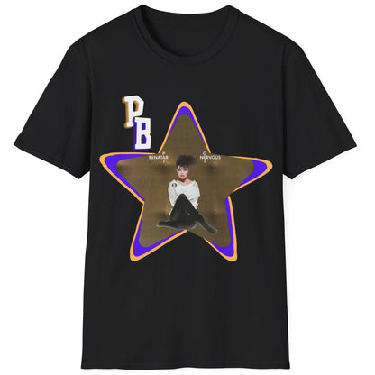 Pat Benatar "Get Nervous" Homage T-Shirt – Retro Rock Tee with Gold Star Design