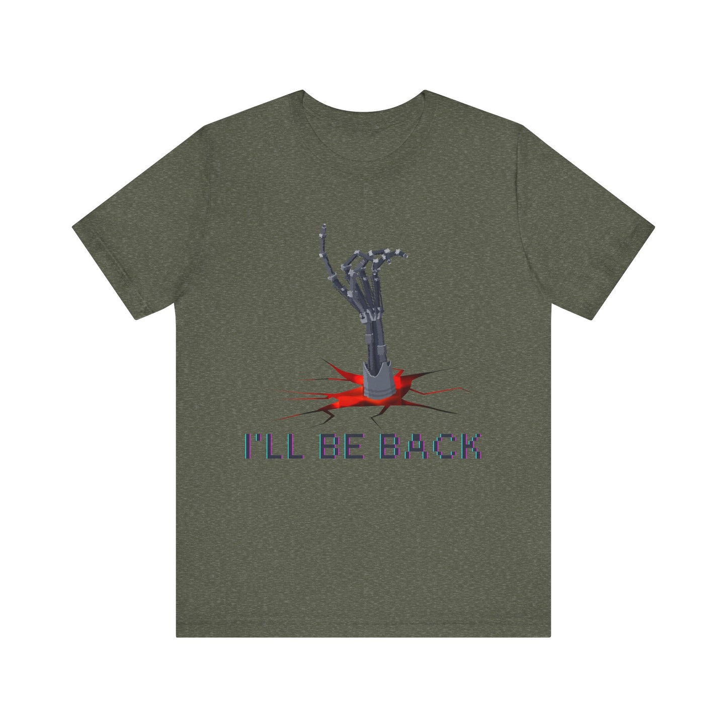 "I'll Be Back" Design for Fans of Sci-Fi Action Films -  Terminator Movie T-Shirt, Metal  Exo-Skeleton Hand