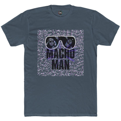 Macho Man Randy Savage Tribute Tee – Retro Glasses Design with TV Fuzz Background
