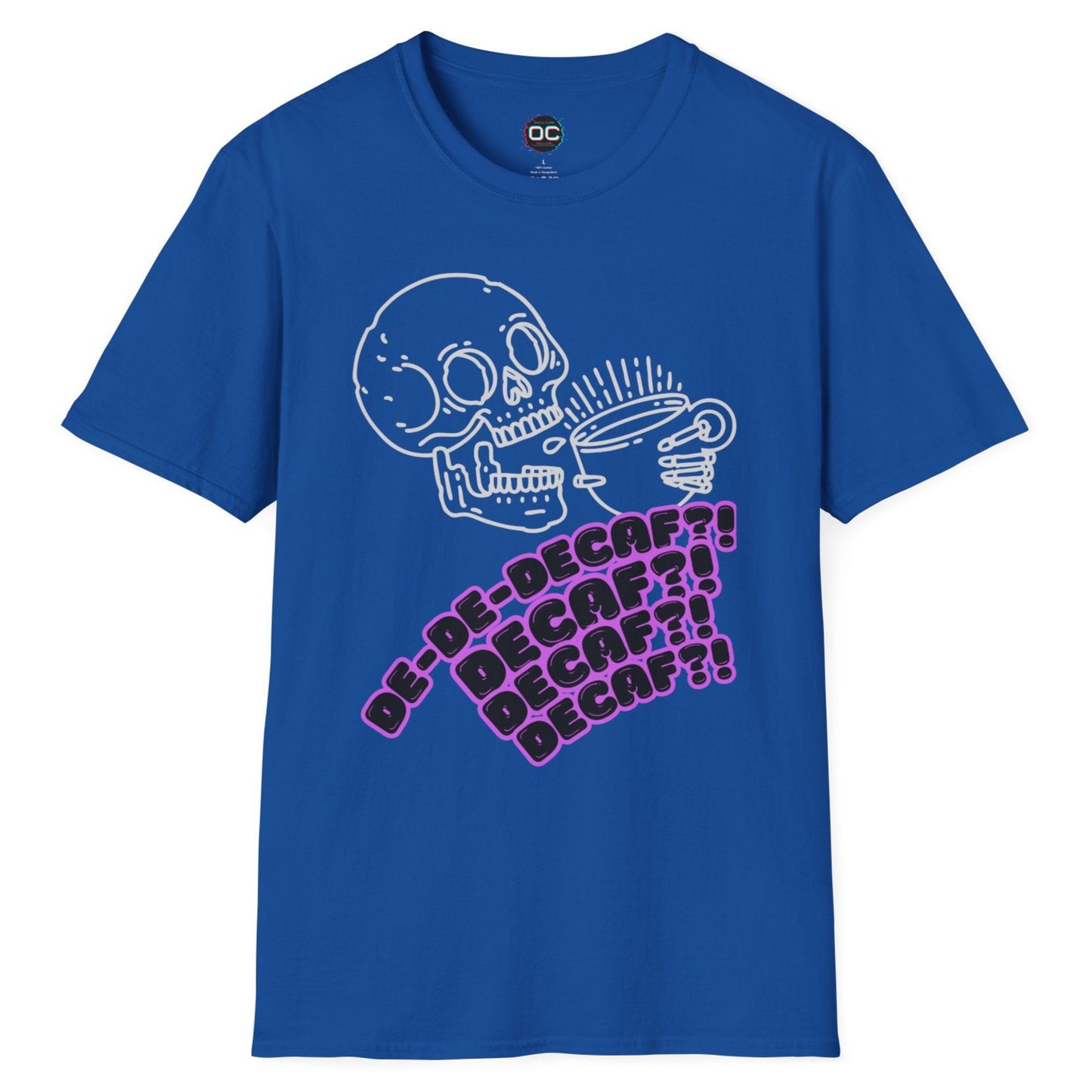 "DECAF? DECAF?? DECAFFFF???" Anti-Decaf Coffee T-Shirt – Because Weak Coffee is for the Dead