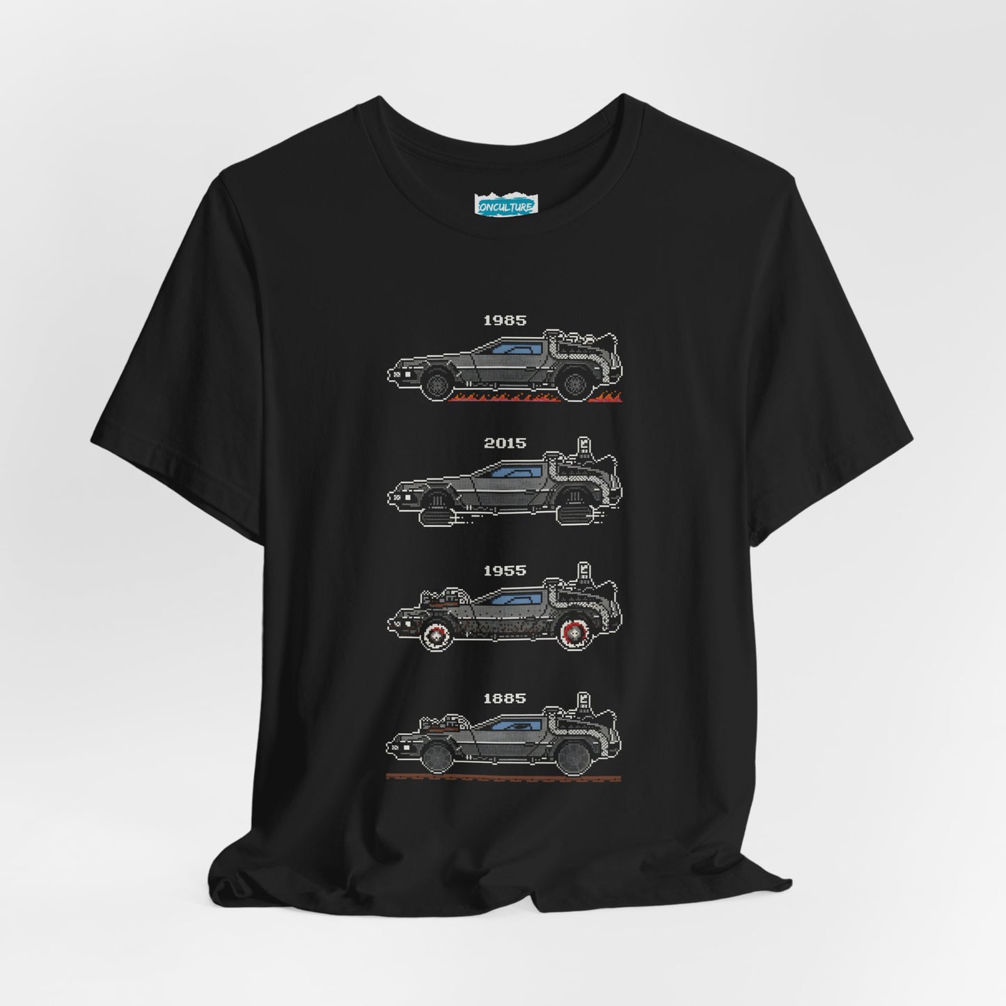 4 Tier Pixelated Time Machine Tee - 80s Retro Nostalgia T-Shirt