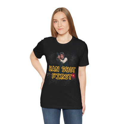 Han Shot First Nerd Tee | Space Cowboy Fandom Statement T-Shirt