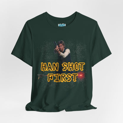 Han Shot First Nerd Tee | Space Cowboy Fandom Statement T-Shirt