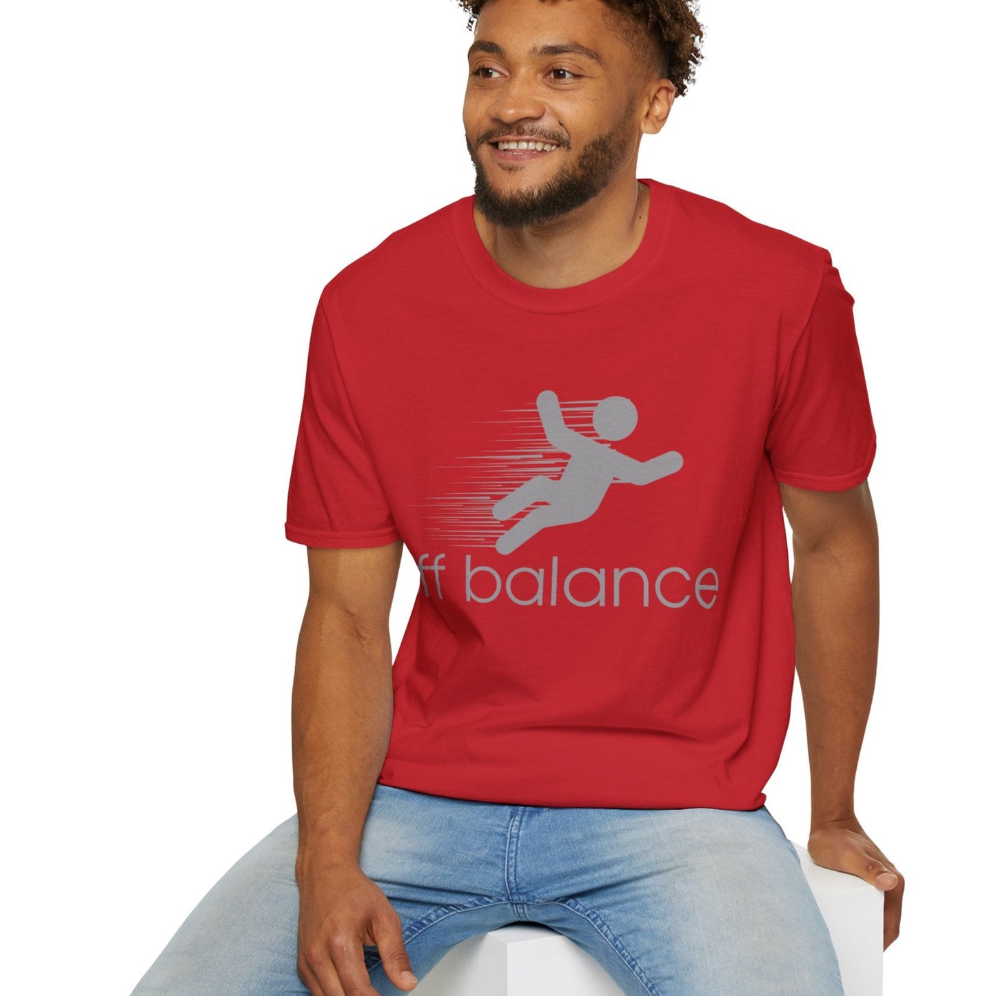 “Off Balance” Parody T-Shirt – Funny New Balance Spoof Tee | Falling Figure Graphic Humor Shirt