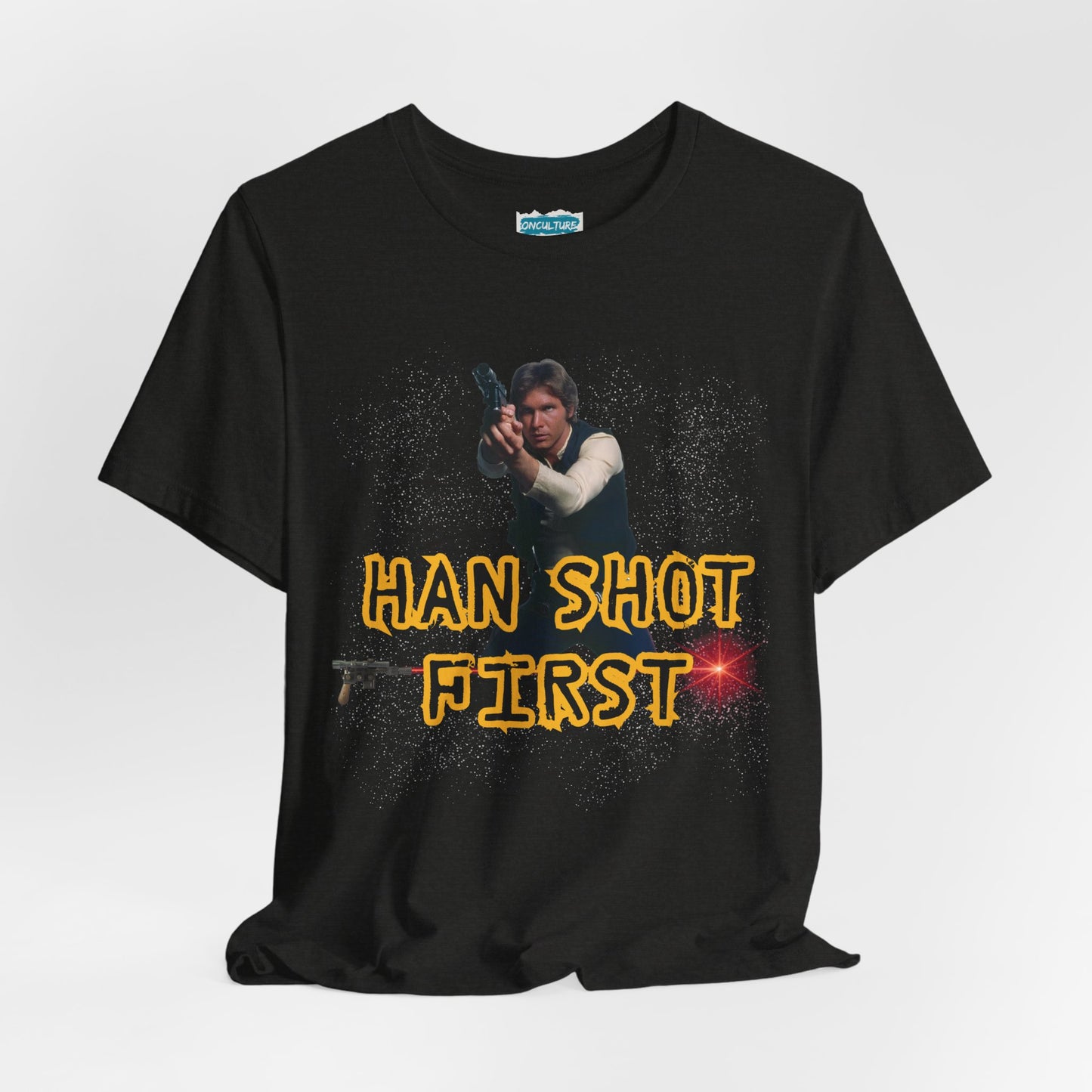 Han Shot First Nerd Tee | Space Cowboy Fandom Statement T-Shirt