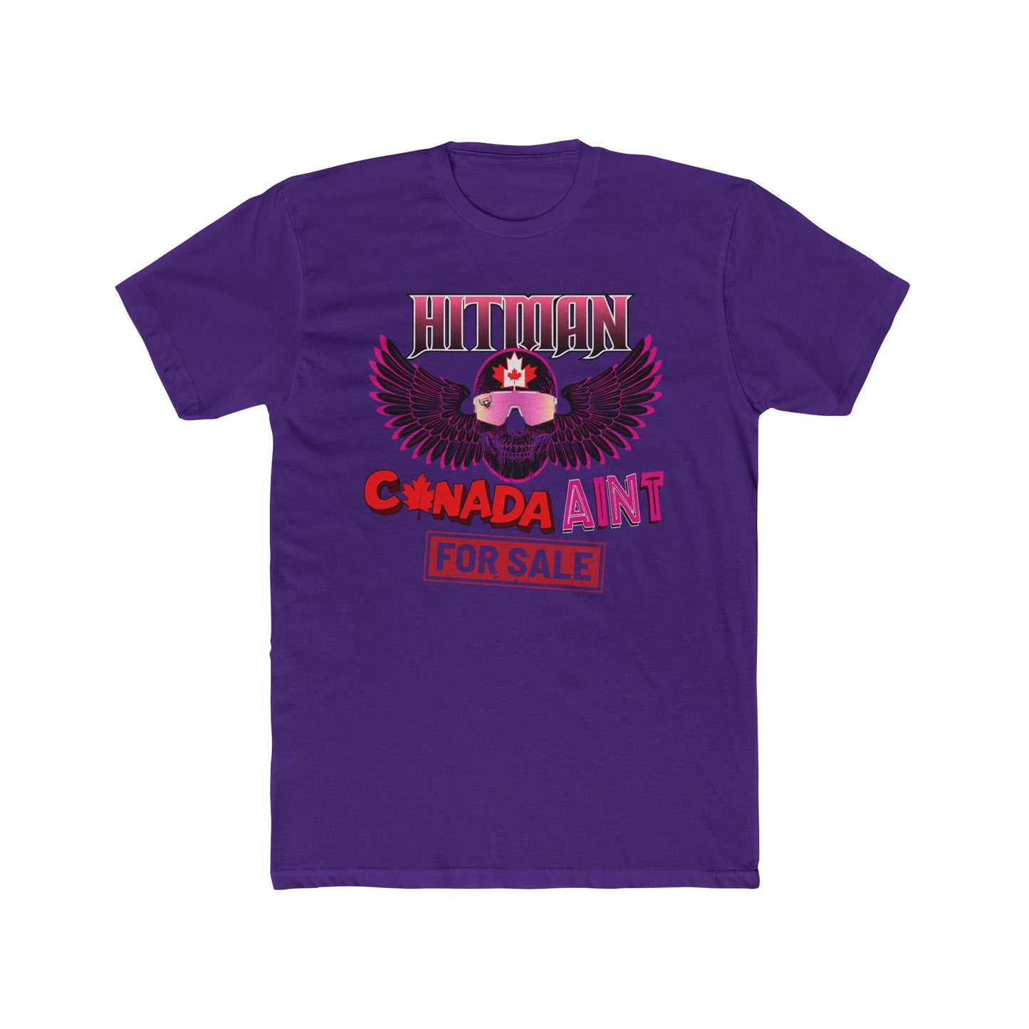 Bret 'Hitman' Hart Defending Canada - Canada Aint For Sale, Anti-Trump, Unisex Cotton Crew Tee, WWE Wrestling