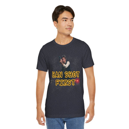 Han Shot First Nerd Tee | Space Cowboy Fandom Statement T-Shirt