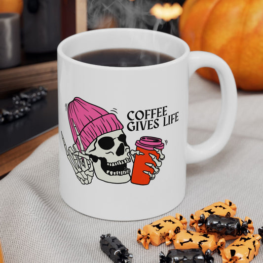 "Coffee Gives Life" Mug - In White