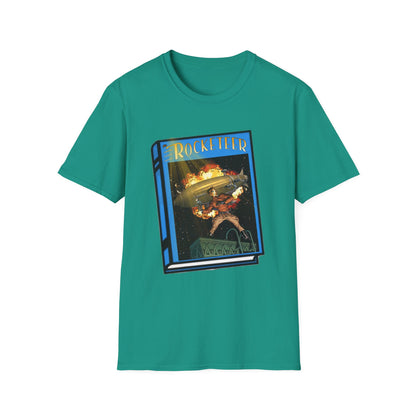 Pulp Rocket Man Tribute Tee | Vintage Book Cover Blast-Off T-Shirt