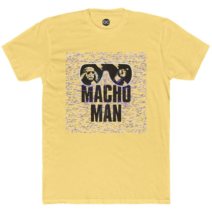 Macho Man Randy Savage Tribute Tee – Retro Glasses Design with TV Fuzz Background
