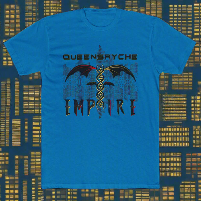 Queensrÿche Empire T-Shirt - 80s Power Metal Band Logo with DNA & Bat Wings - Bold Black & Yellow Design - Band Merch for Fans