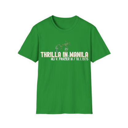 Ali vs Frazier Thrilla in Manila Homage Boxing T-Shirt - Distressed Fight Design