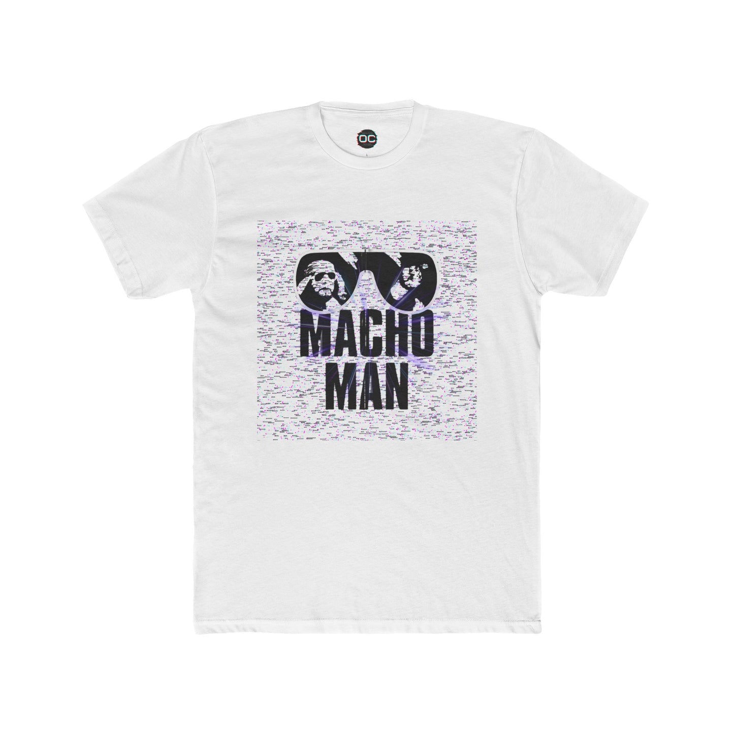 Macho Man Randy Savage Tribute Tee – Retro Glasses Design with TV Fuzz Background