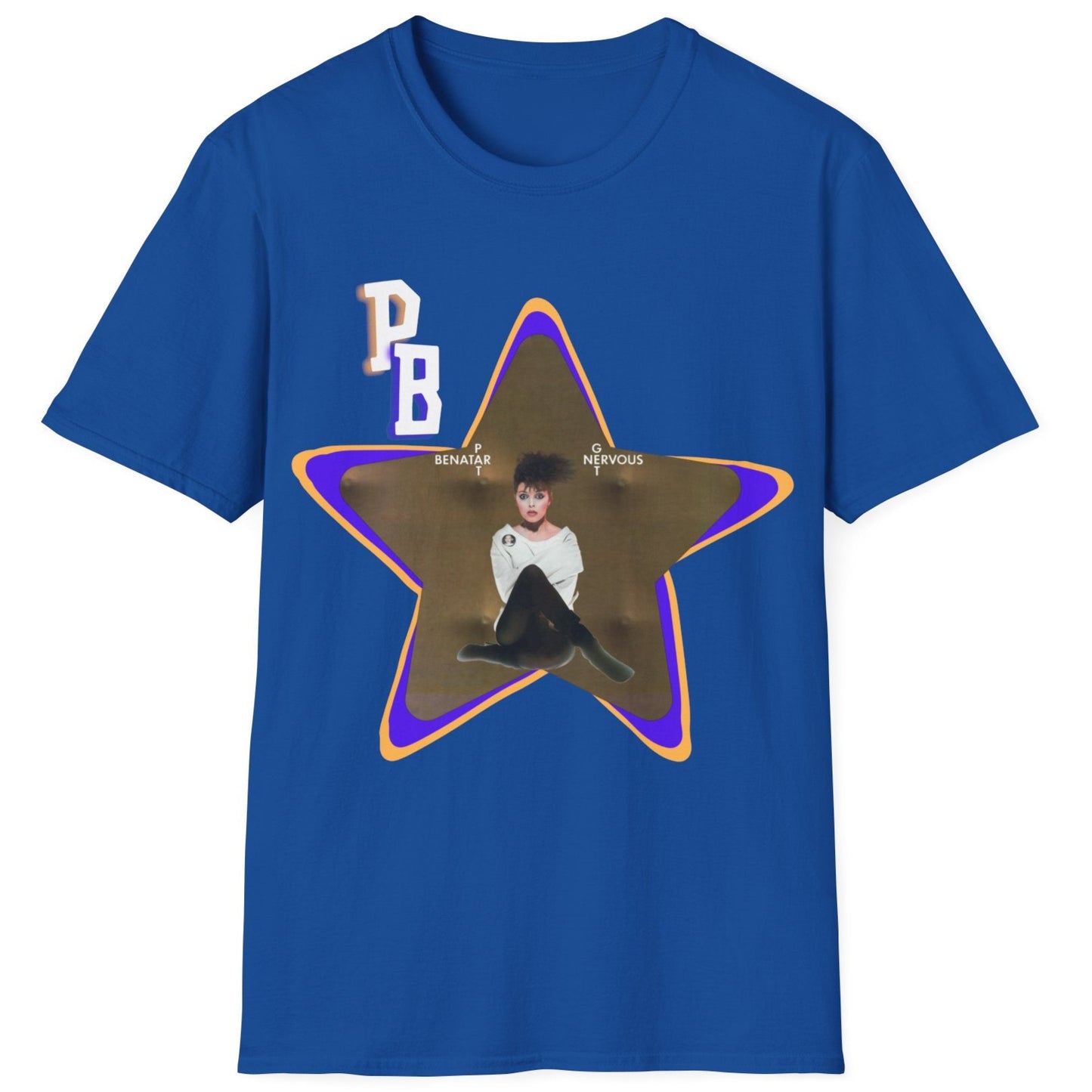 Pat Benatar "Get Nervous" Homage T-Shirt – Retro Rock Tee with Gold Star Design