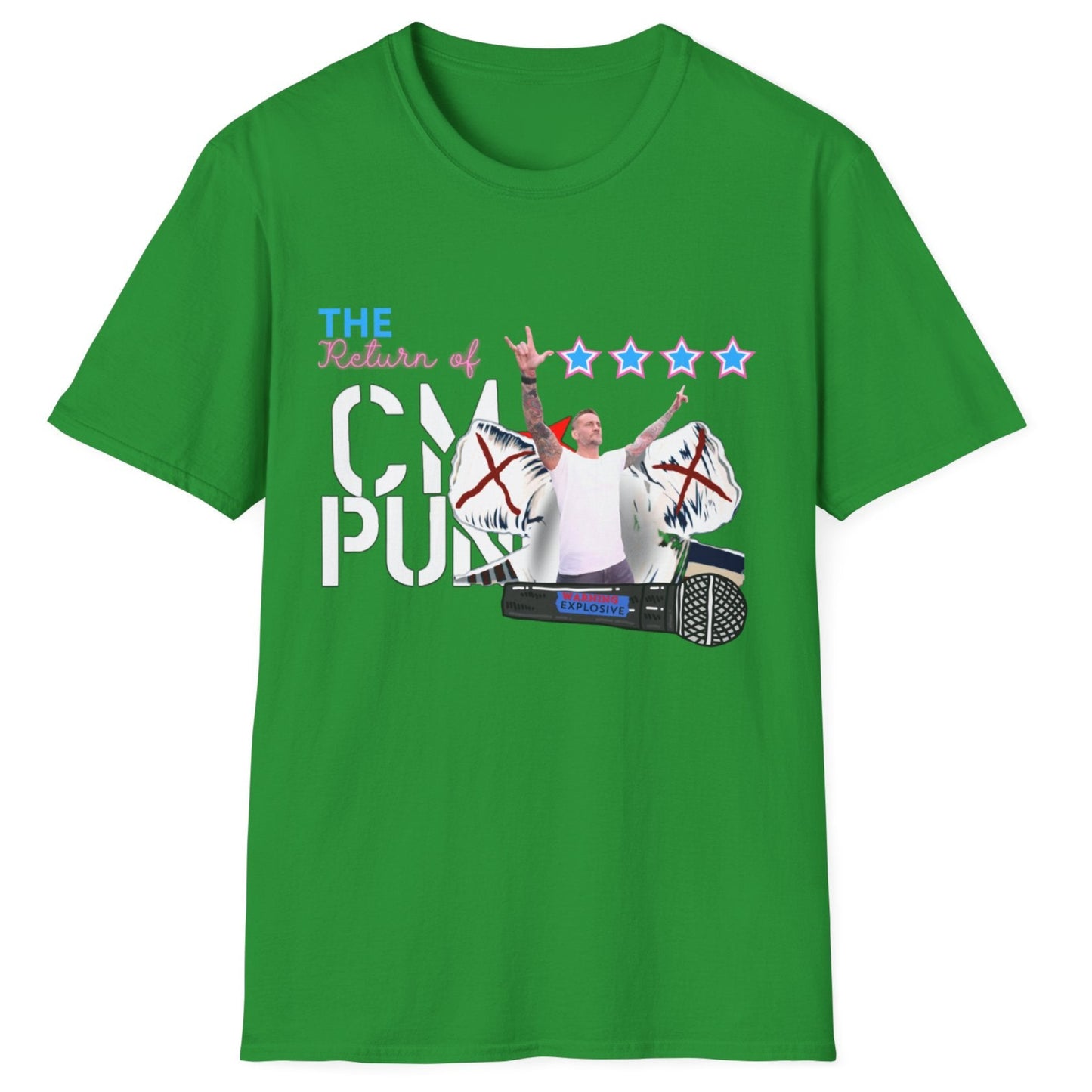 Return of CM Punk T-Shirt – Comeback Tribute Tee | Chicago Stars + Explosive Mic Design