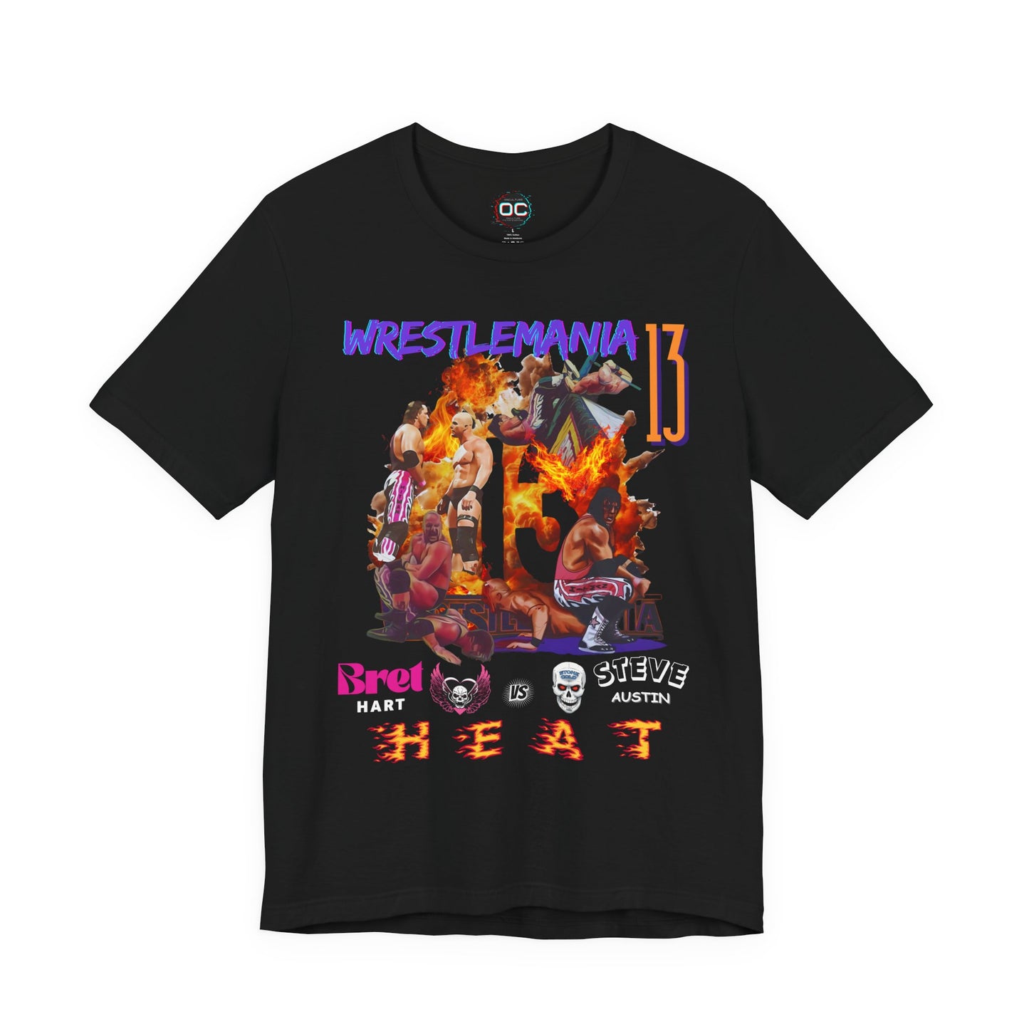 WrestleMania 13 “HEAT” Collage Tee – The Hitman Bret Hart vs. Stone Cold Steve Austin Tribute