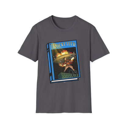 Pulp Rocket Man Tribute Tee | Vintage Book Cover Blast-Off T-Shirt