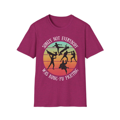 Funny Retro Sunset Tee - "Surely Not Everybody Was Kung-Fu Fighting" T-Shirt