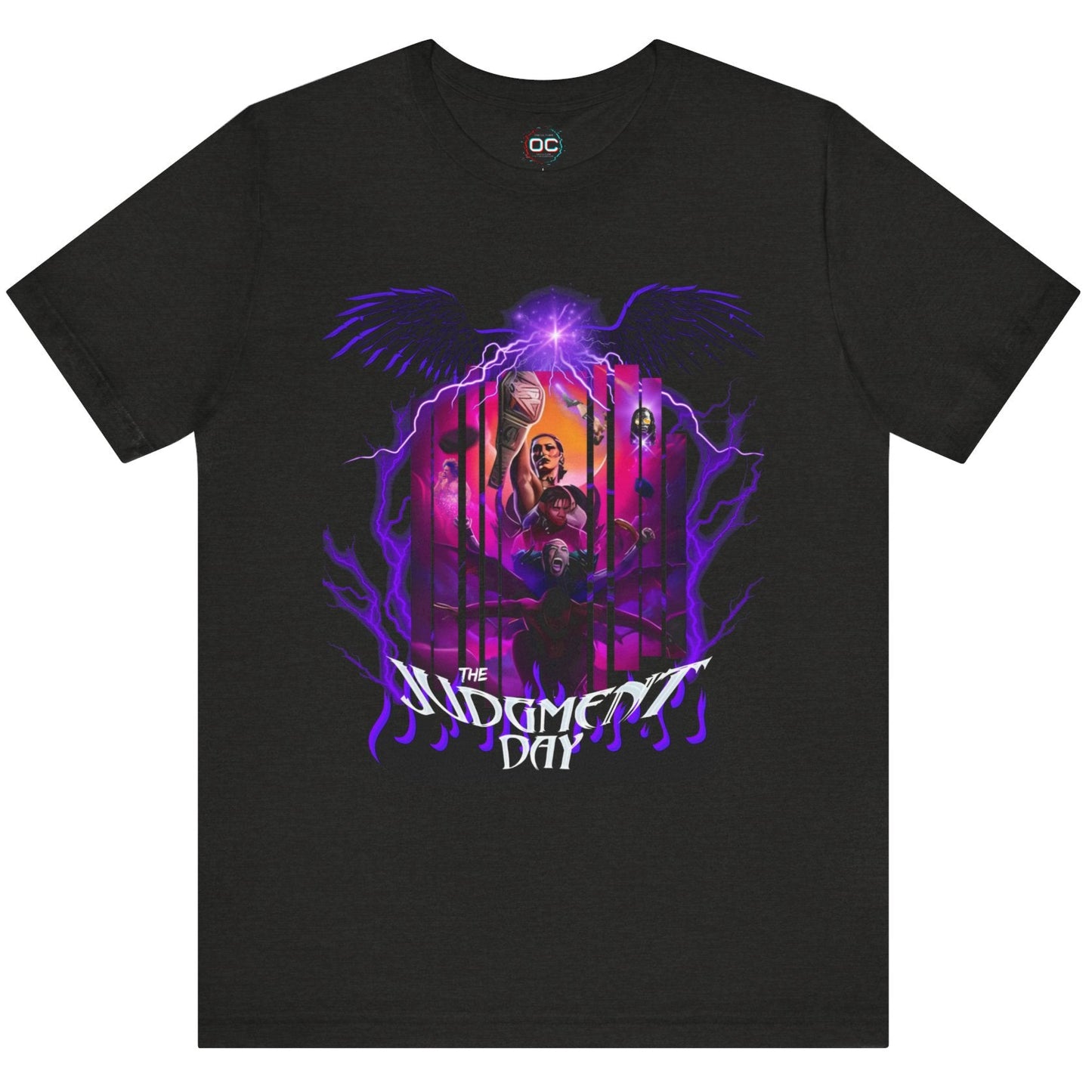 Judgment Day Fantasy Collage Tee – Wrestling Faction in Mythic Form | Rhea Ripley, Finn Bálor, Dominik Mysterio & More