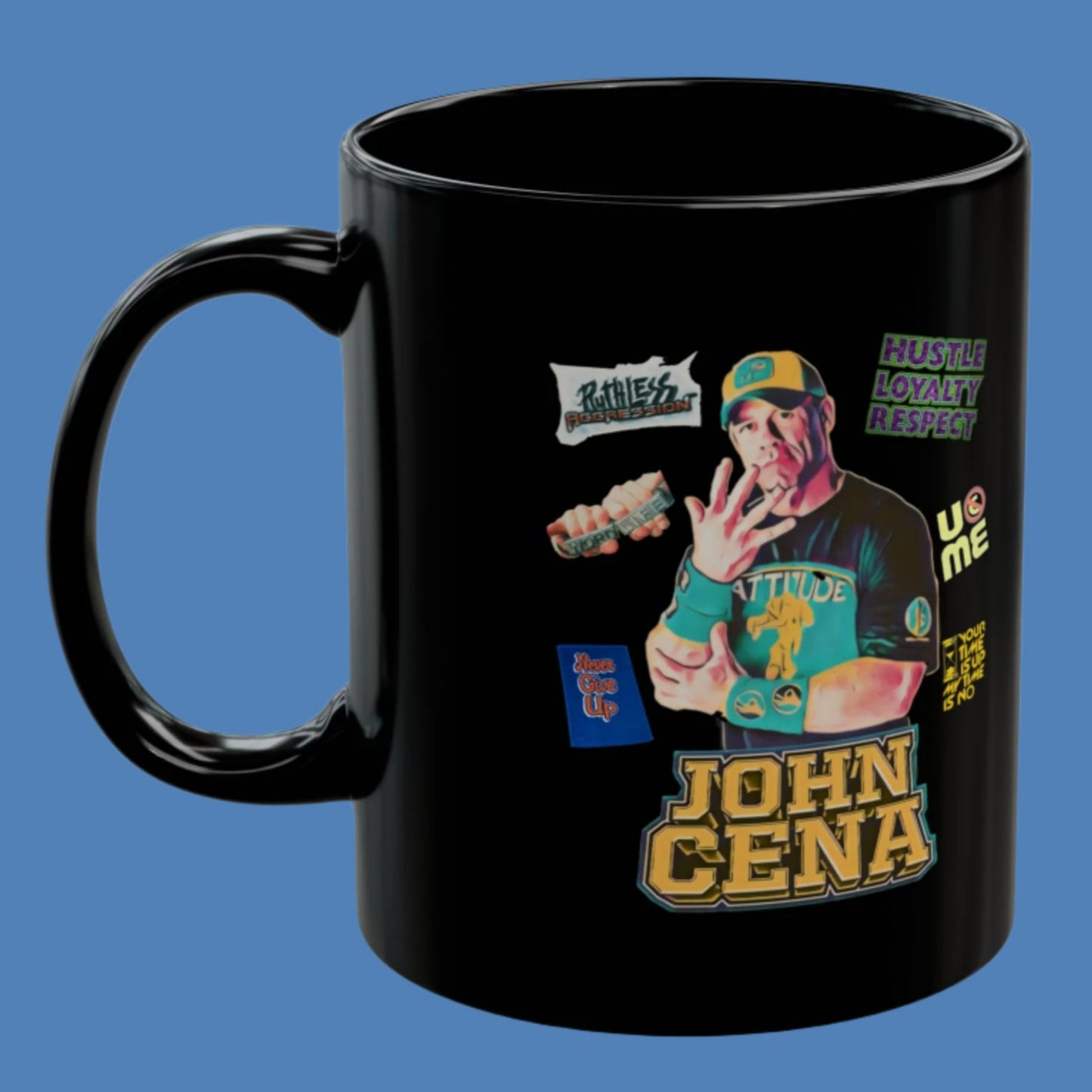 John Cena Motivational Black Mug - 11oz & 15oz - Perfect Gift for Wrestling Fans