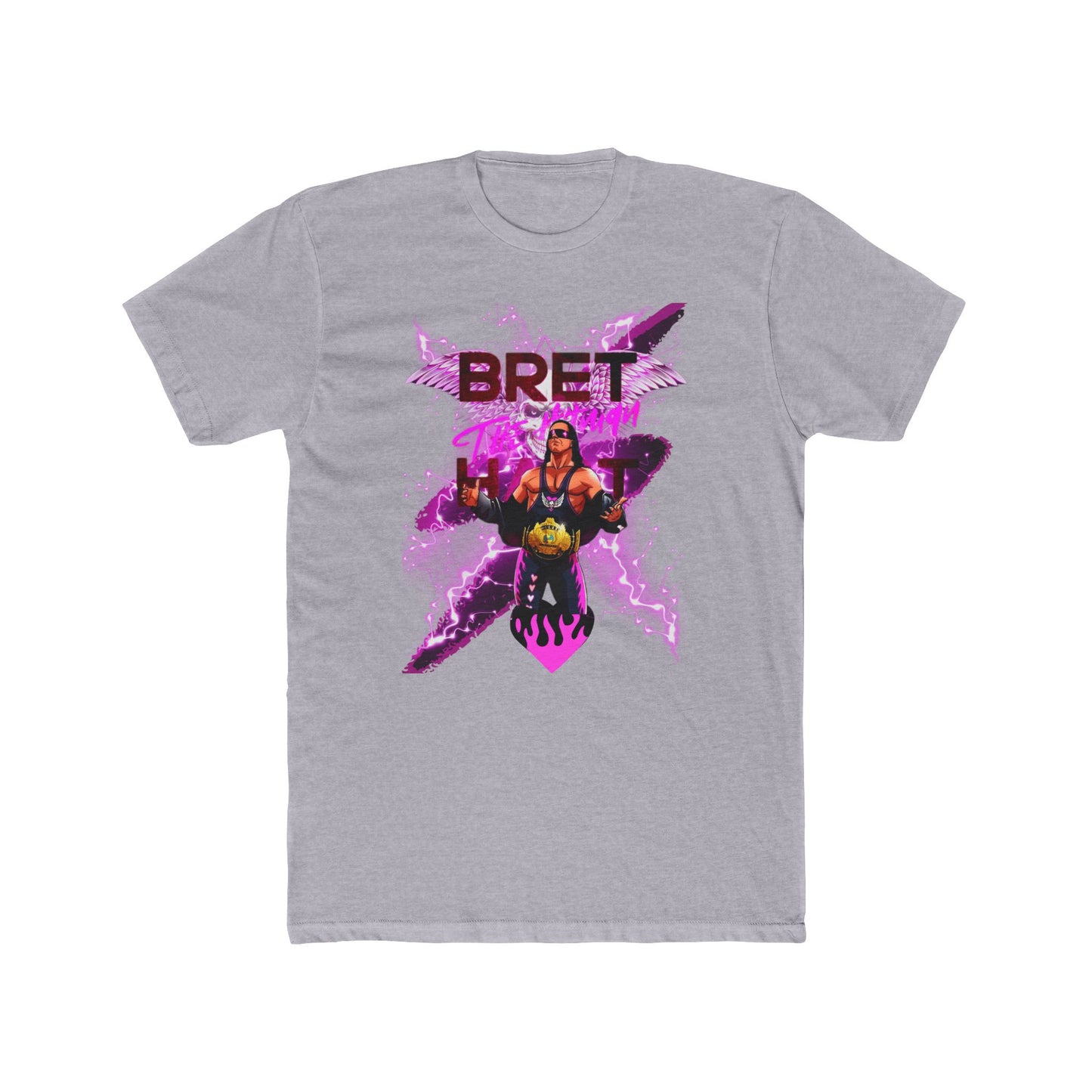 Bret "Hitman" Hart Wrestling T-Shirt - Pink & Black Cartoon Glory!