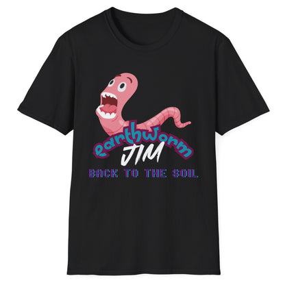 Jim The Earthworm T-Shirt - "Back to the Soil" Funny Video Game Design for Gamers & Fans