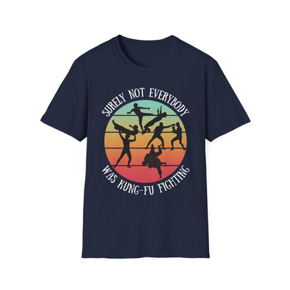 Funny Retro Sunset Tee - "Surely Not Everybody Was Kung-Fu Fighting" T-Shirt