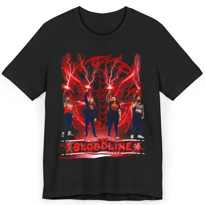 The Bloodline Sky Strike T-Shirt – Roman Reigns, Usos & Sami Zayn Fan Tee | Tribal Red Lightning Design