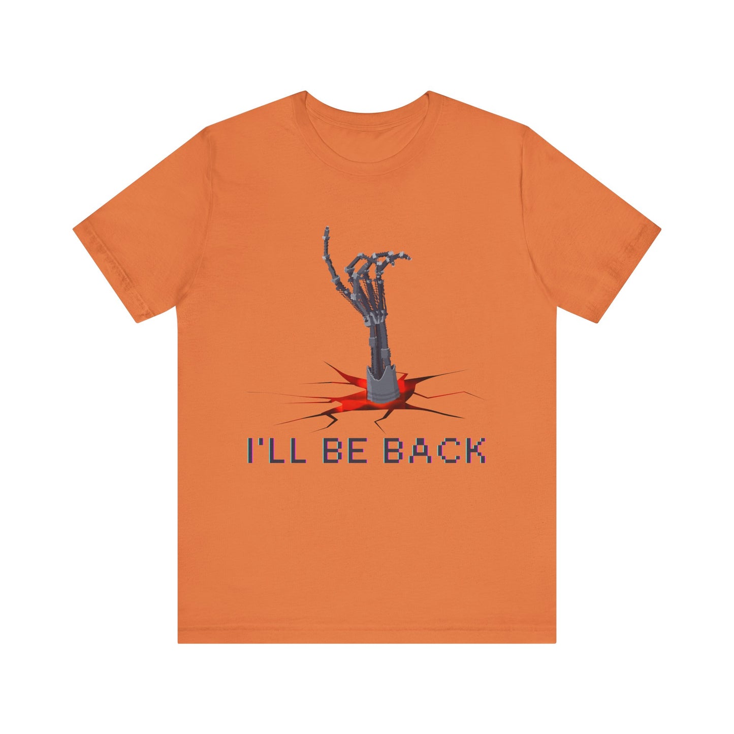 "I'll Be Back" Design for Fans of Sci-Fi Action Films -  Terminator Movie T-Shirt, Metal  Exo-Skeleton Hand