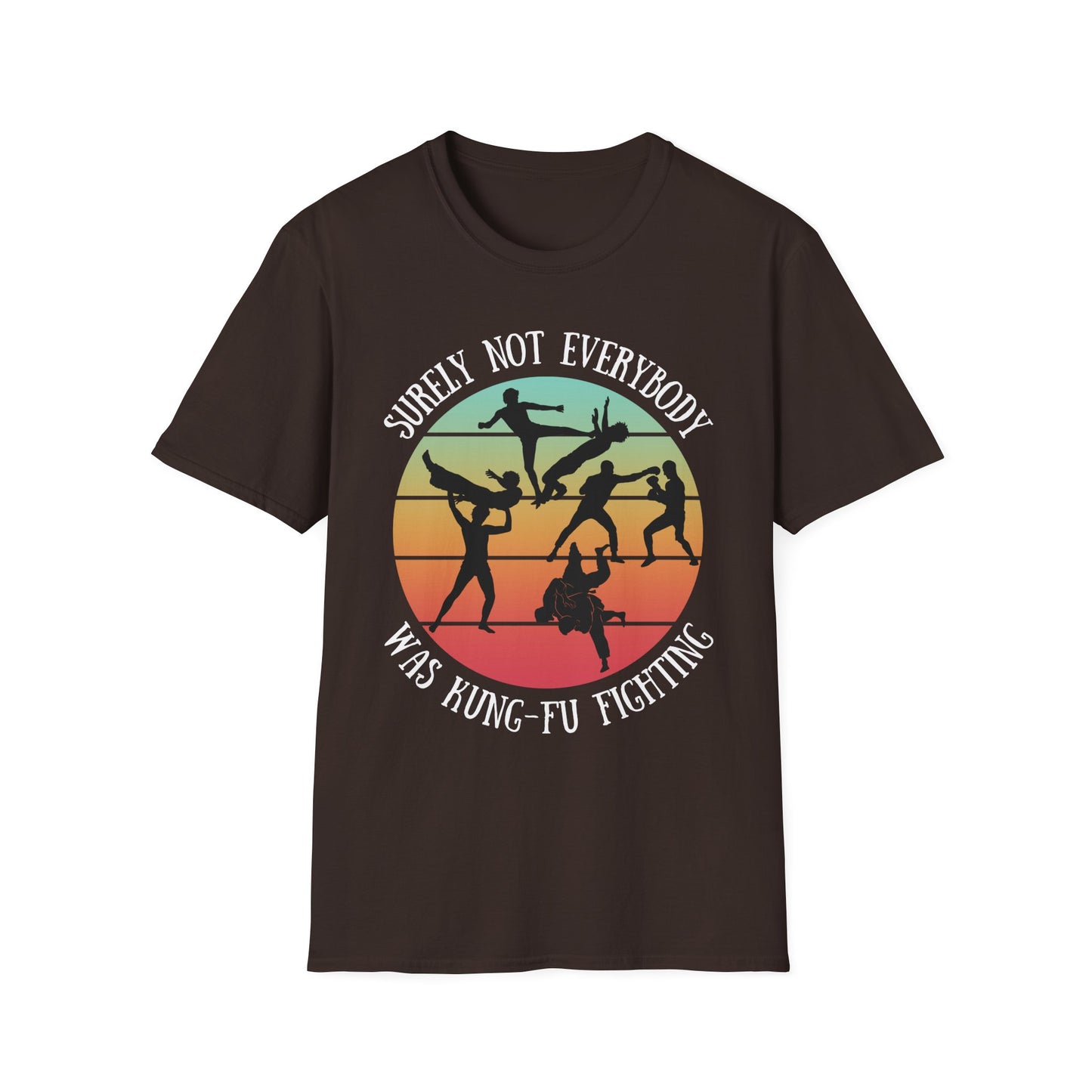 Surely Not Everybody Was Kung-Fu Fighting, T-Shirt - Retro Sunset Tee for fans of Funny Shirts, Friends Gift, Music, Puns, Joke Gifts