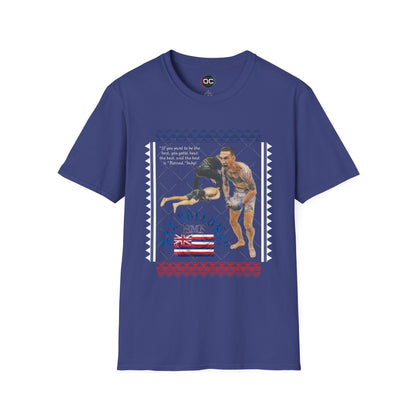 Max Holloway GOAT KO Tribute T-Shirt – “Blessed” Quote & Hawaiian Flag Design | MMA Fan Tee