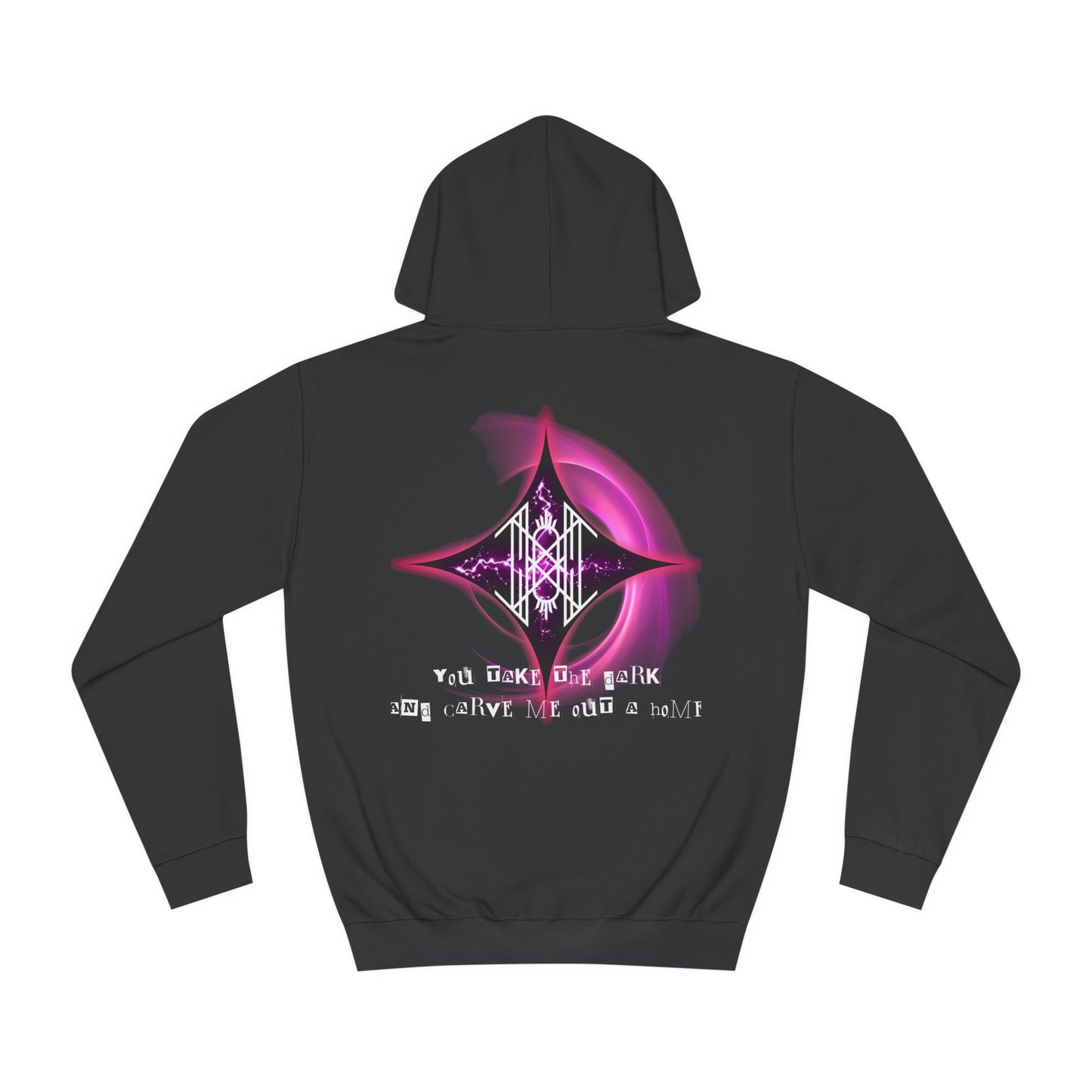 Double-Sided Band Hoodie - Sleep Token Rune Homage Design with " Give" Lyrics, Pink Electricity & Portal Art