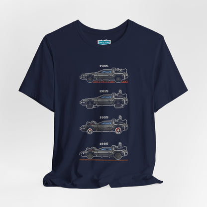 4 Tier Pixelated Time Machine Tee - 80s Retro Nostalgia T-Shirt