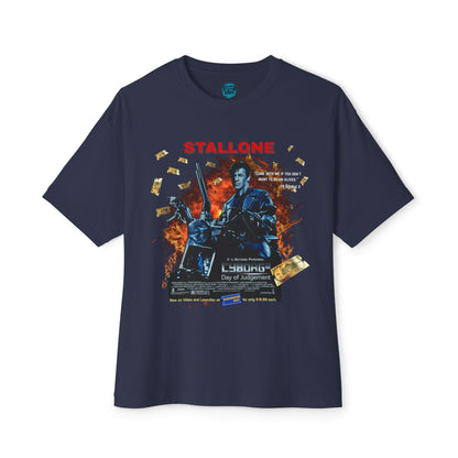 Boxy Oversized Action Movie Hero Tee – “Cyborg 2: Day of Judgement” Spoof Parody T-Shirt