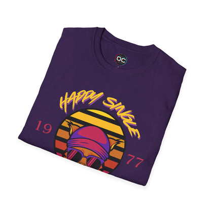 Retro "1977 Happy Single Cat Lady" Tee | Chill Vibe Graphic Shirt | Casual Vintage T-Shirt | For Cat Moms