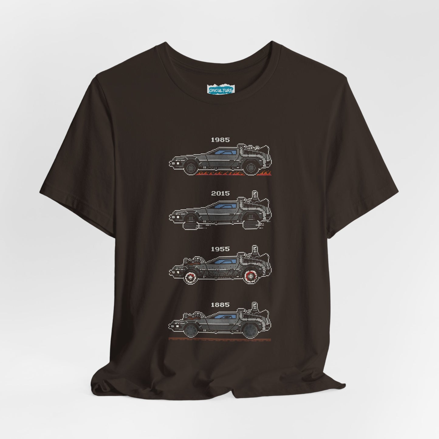 4 Tier Pixelated Time Machine Tee - 80s Retro Nostalgia T-Shirt