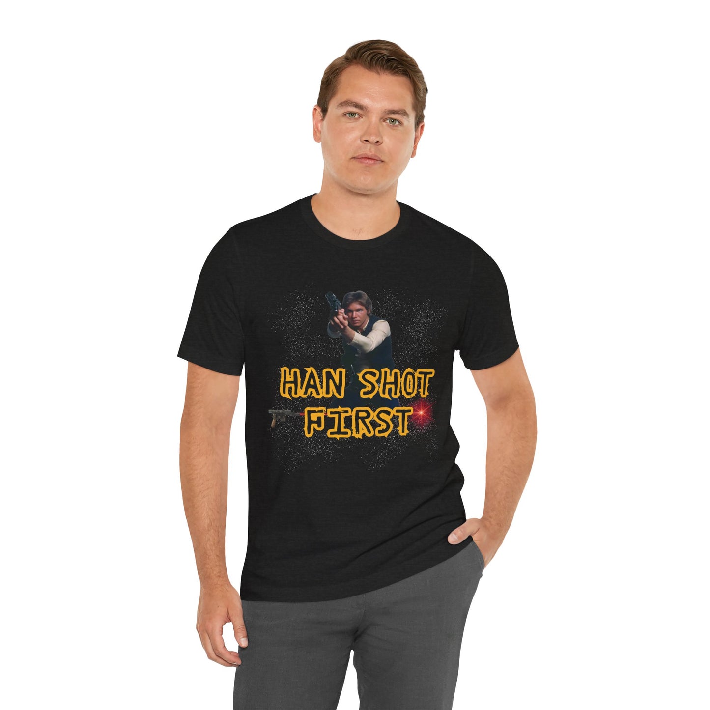 Han Shot First Nerd Tee | Space Cowboy Fandom Statement T-Shirt