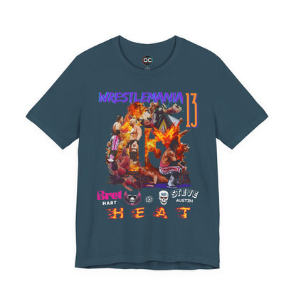 WrestleMania 13 “HEAT” Collage Tee – The Hitman Bret Hart vs. Stone Cold Steve Austin Tribute
