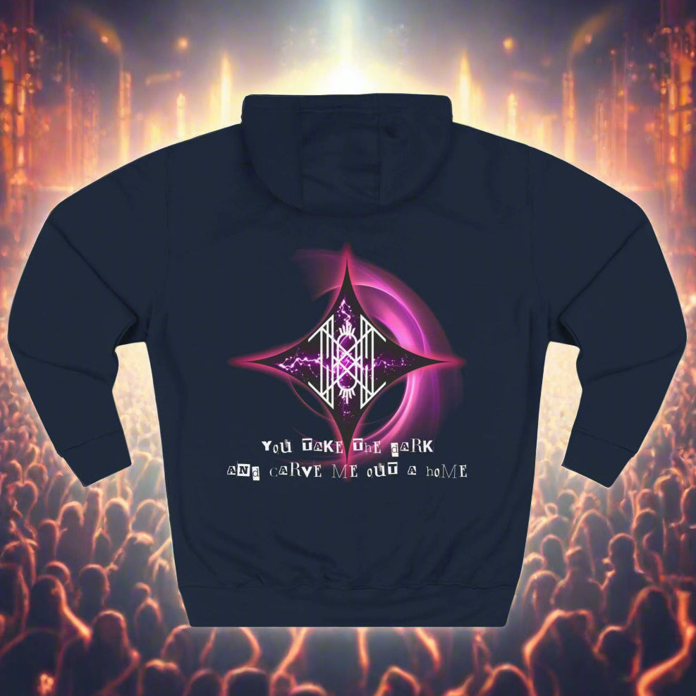 Double-Sided Band Hoodie - Sleep Token Rune Homage Design with " Give" Lyrics, Pink Electricity & Portal Art